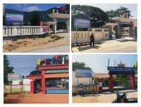 Ảnh: Pano tuyên truyền bảo vệ tài nguyên và môi trường biển, hải đảo được dựng tại một số trường tiểu học